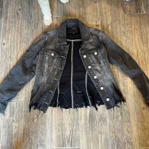 Black distressed denim jacket